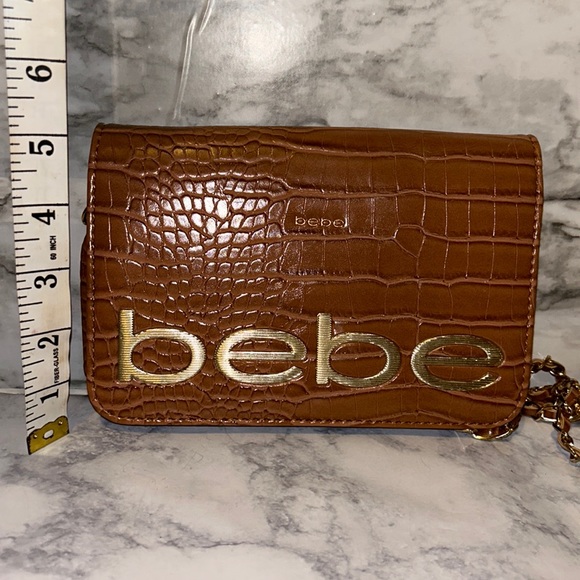 Bebe Fabiola Stamped Crocodile Crossbody Mini/Hand Bag Camel Brand - Picture 11 of 11
